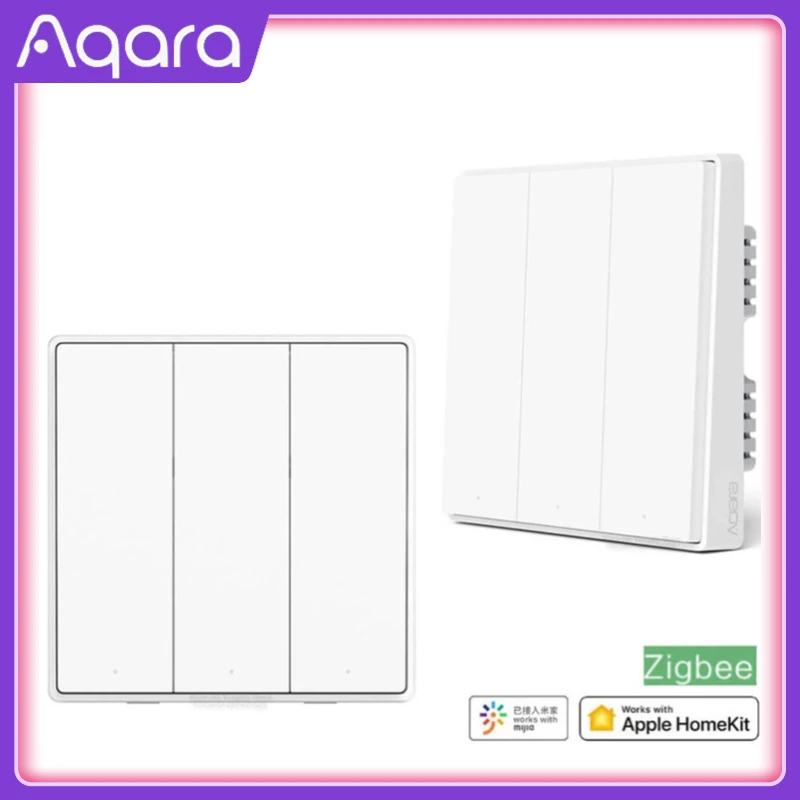 

Aqara Smart Wall Switch D1 Zigbee Wireless Remote Control Key Light Switch Neutral Fire Wire Triple button For Mijia smart home
