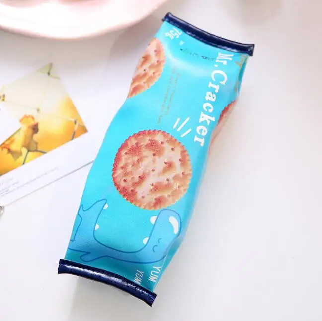 Biscuits Корейский креативный школьный чехол для карандашей в виде макарон, милый чехол из искусственной кожи, сумка для ручек, Kawaii, канцелярские принадлежности, офисные школьные принадлежности zakka - Цвет: Biscuits