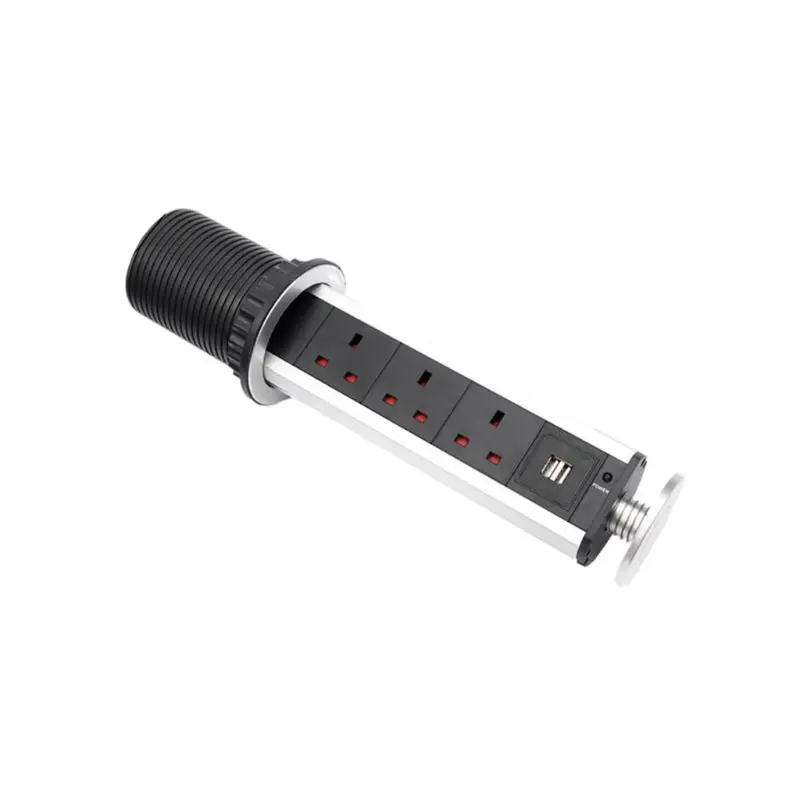 

1PCS British Standard 3 Position with USB Desktop Lift Vertical Socket Office Hidden Desktop Socket