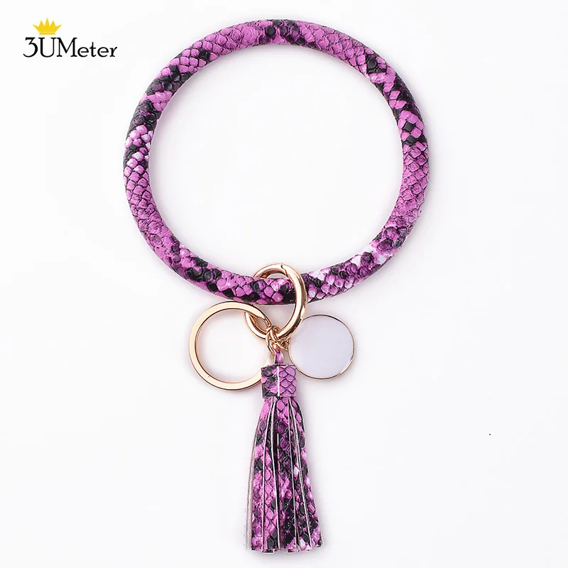 Key Ring Bracelet Новинка, браслет из искусственной кожи, кольцо для ключей, брелок с кисточкой, Круглый браслет, брелок для ключей, брелок для женщин, девушек, ювелирное изделие - Цвет: Key Ring Bracelet