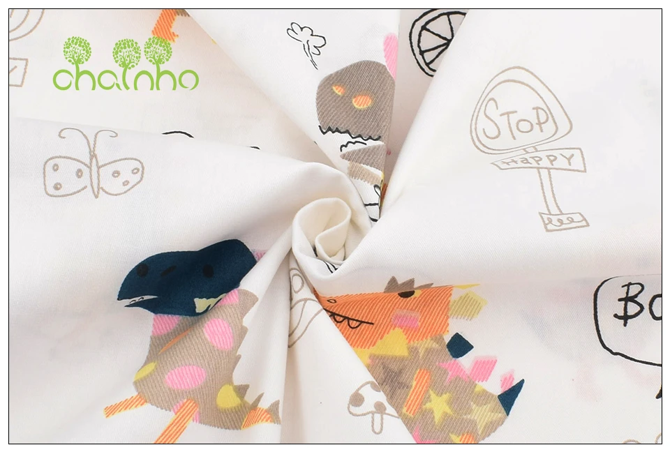 Chainho, зеленого цвета с героями мультфильмов, с принтом твиловая, хлопковая ткань, одежда в стиле пэчворк для DIY лоскутное шитье комплект одежды для детей, Материал