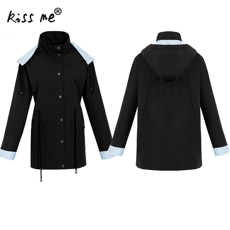 Mid Long Women Trench Coat Windproof Spring Camping Outdoor Sport Coat With Siamese Cap Hooded Women Water Proof Hiking Jacket