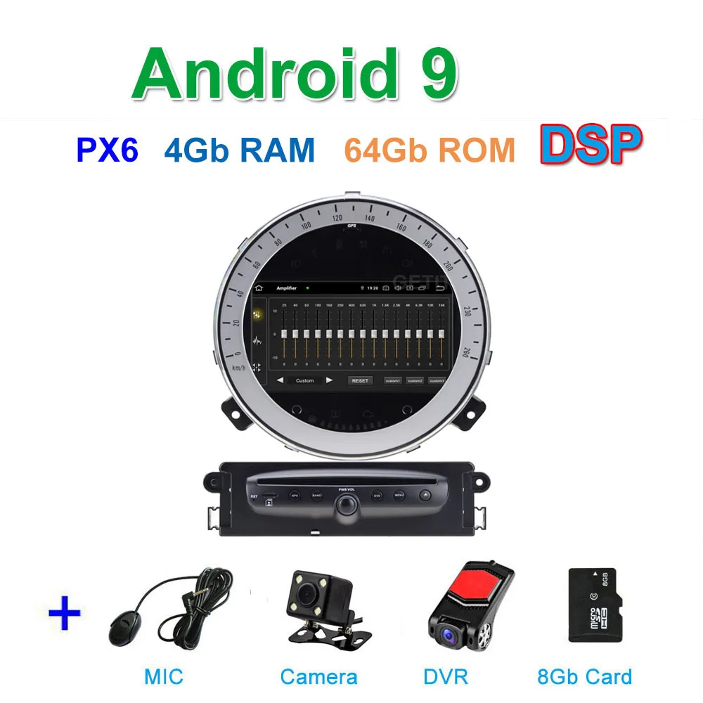 DSP PX6 Android 9 автомобильный dvd-плеер авто радио gps для Mini Cooper/Countryman 2011-2013 - Цвет: PX6 CAM DVR SD DSP