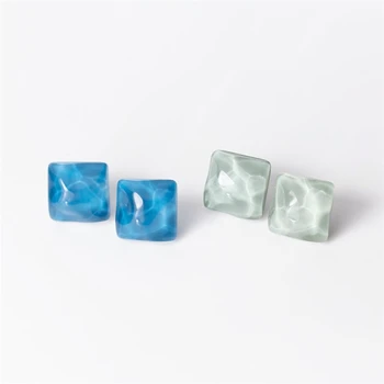 

Sole Memory Square Summer Cool Water Wave Sweet Acrylic 925 Sterling Silver Fashion Female Stud Earrings SEA755