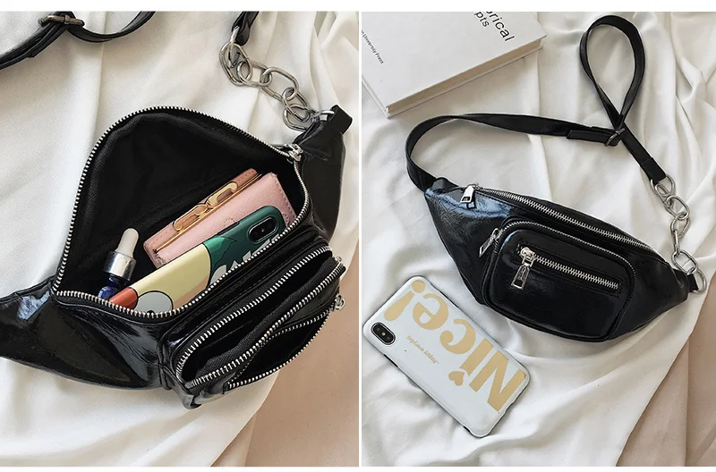 Черная поясная сумка Beltbag Женская Высококачественная поясная сумка белая сумка через плечо на молнии Hanche Bumbag Женская модная нагрудная сумка