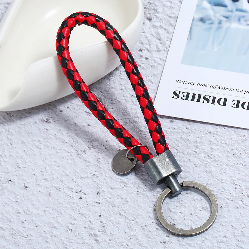 Wholesale PU Leather Braided Woven Rope bts keychain DIY bag Pendant Key Chain Holder Car Keyrings Men Women Keychain