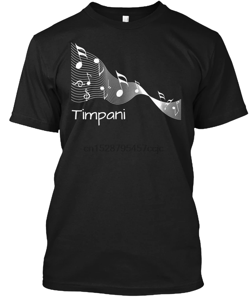 Men T shirt Timpani - Music Ribbon White Lettering Women tshirt |