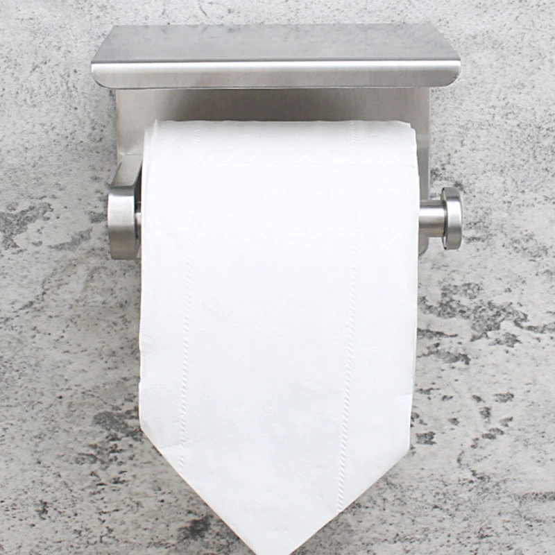 Самоклеящийся или настенный держатель для туалетной бумаги, держатели для салфеток, хранение бумаги с полкой для хранения мобильного телефона, нержавеющая сталь