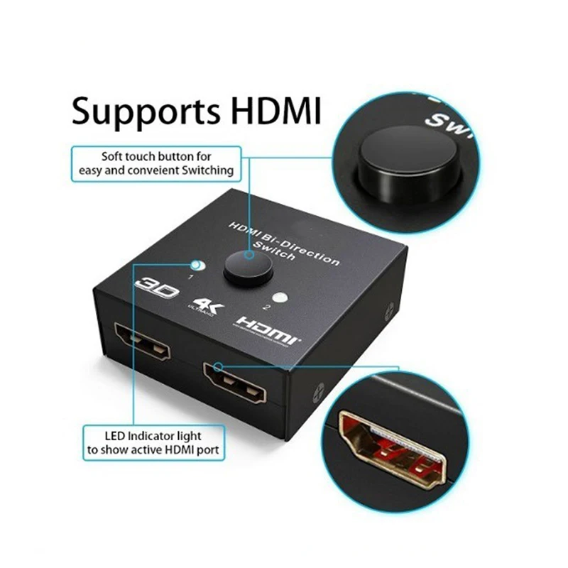 UHD HDMI split ter HDMI коммутатор 1X2 2X1 split 1 in 2 Out усилитель 1080P 4K x 2K HDMI коммутатор 2 порта двунаправленный 4K