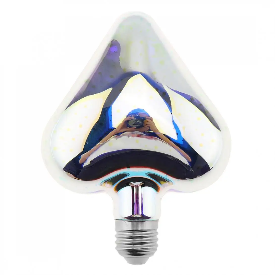 85-265V 7W Dazzle Color LED Light Bulb Heart 3D Decoration Firework Bulb 360 Degree Angle for Xmas Holiday Interior Decoration