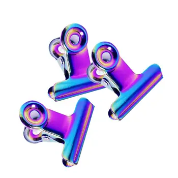

6pcs Colorful Receipt Paper Book Clip Acrylic Tips Cable Winder / Multi Function C Curve Clips 31mm Stainless Steel Rose Gold