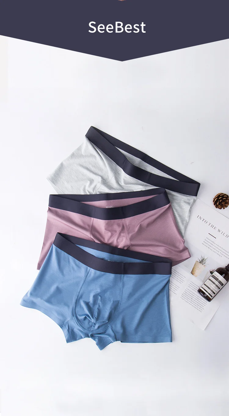 SeeBest 60S модальное нижнее белье для мужчин Боксеры Шорты Ropa Interior Hombre Cueca Masculina для мужчин Para Bielizna бесшовный пенис упаковка Лот