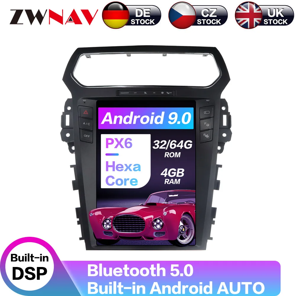 12," Android 9 внутренняя память 64+ 4G Tesla с DSP Carplay Автомобильный мультимедийный плеер радио для Explorer 2010 2011 2012 2013