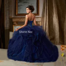 Синий Бальные платья бальное платье Элегантное Тюлевое платье с оборками, украшенное бусинами и кристаллами, дешевые милые платья 16