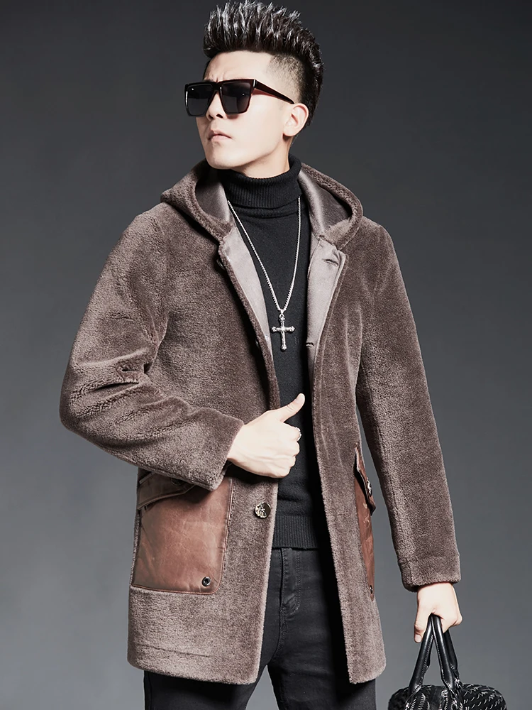 Новинка 2020 мужское зимнее пальто из натуральной овечьей шерсти Мужское мужская
