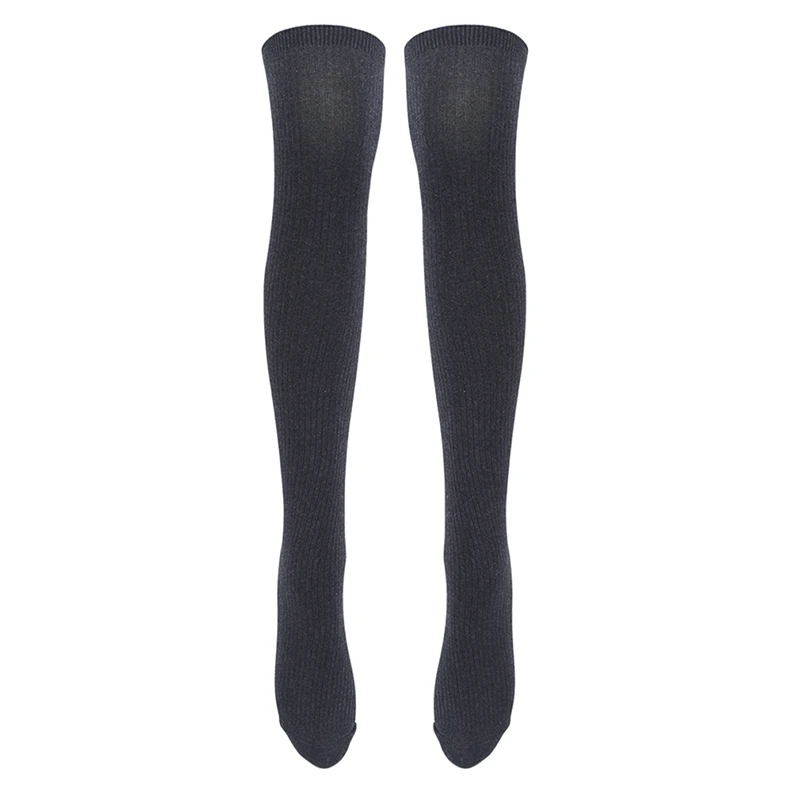 dark gray Однотонные женские вязаные чулки выше колена, женская одежда, аксессуары, новая мода - Цвет: dark gray