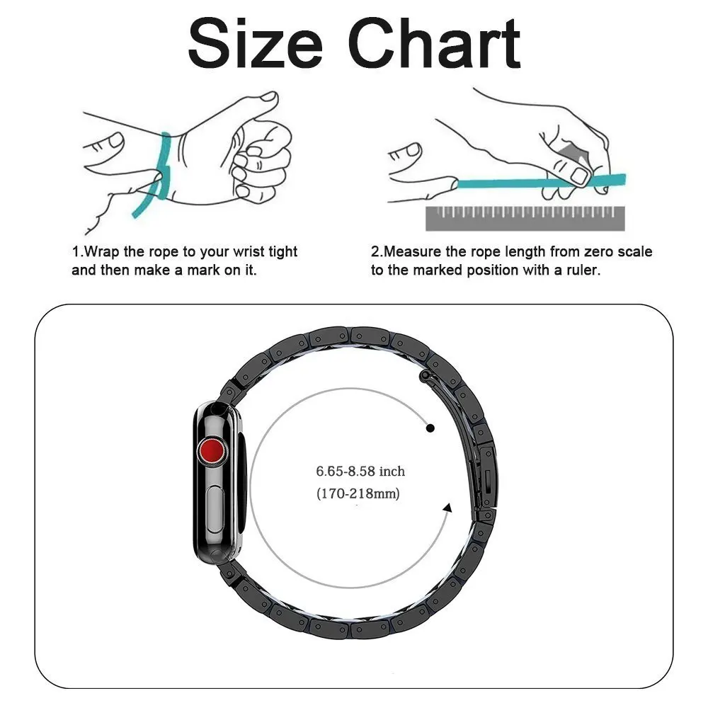 Совместим с Apple Watch Band Series 1/2/3/4 ремешок из нержавеющей стали адаптером для iWatch 40/44