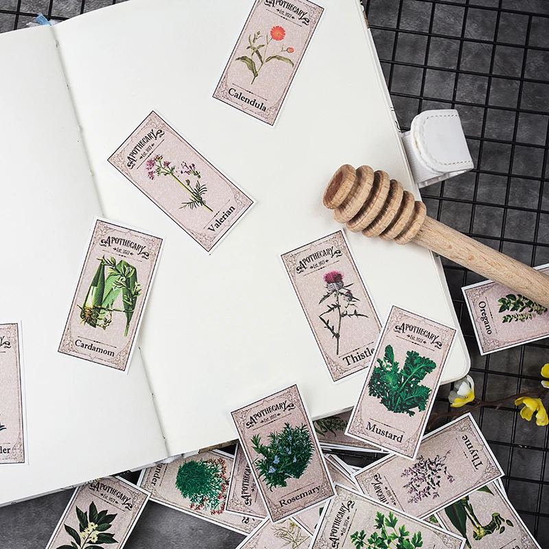 27Pcs/Pack Retro Leaves Stamp Plants Label Sticker DIY Craft Scrapbooking Album Junk Journal Planner Decorative Stickers