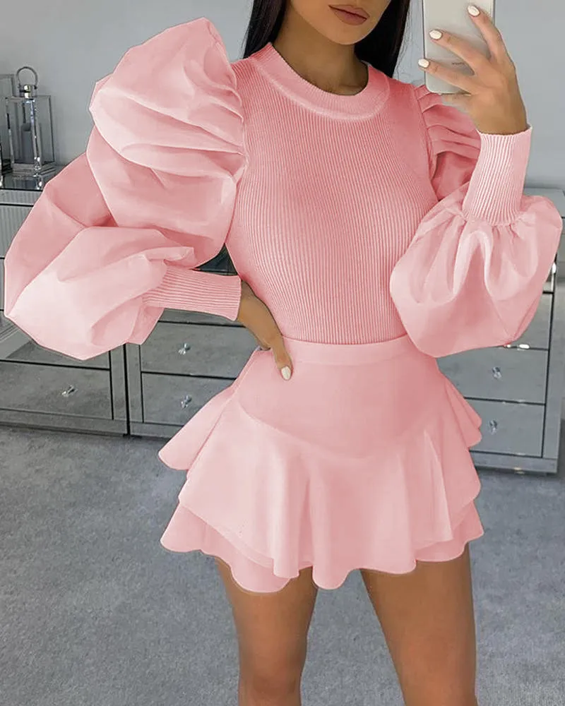 Puff Ruffle Long Sleeve Women Blouse 2020 Fashion Solid Black White Pink Shirt Tops Tees Ladies Slim Jumper Pullover Shirt Puff Ruffle Long Sleeve Women Blouse 2020 Fashion Solid Black White Pink Shirt Tops Tees Ladies Slim Jumper Pullover Shirt