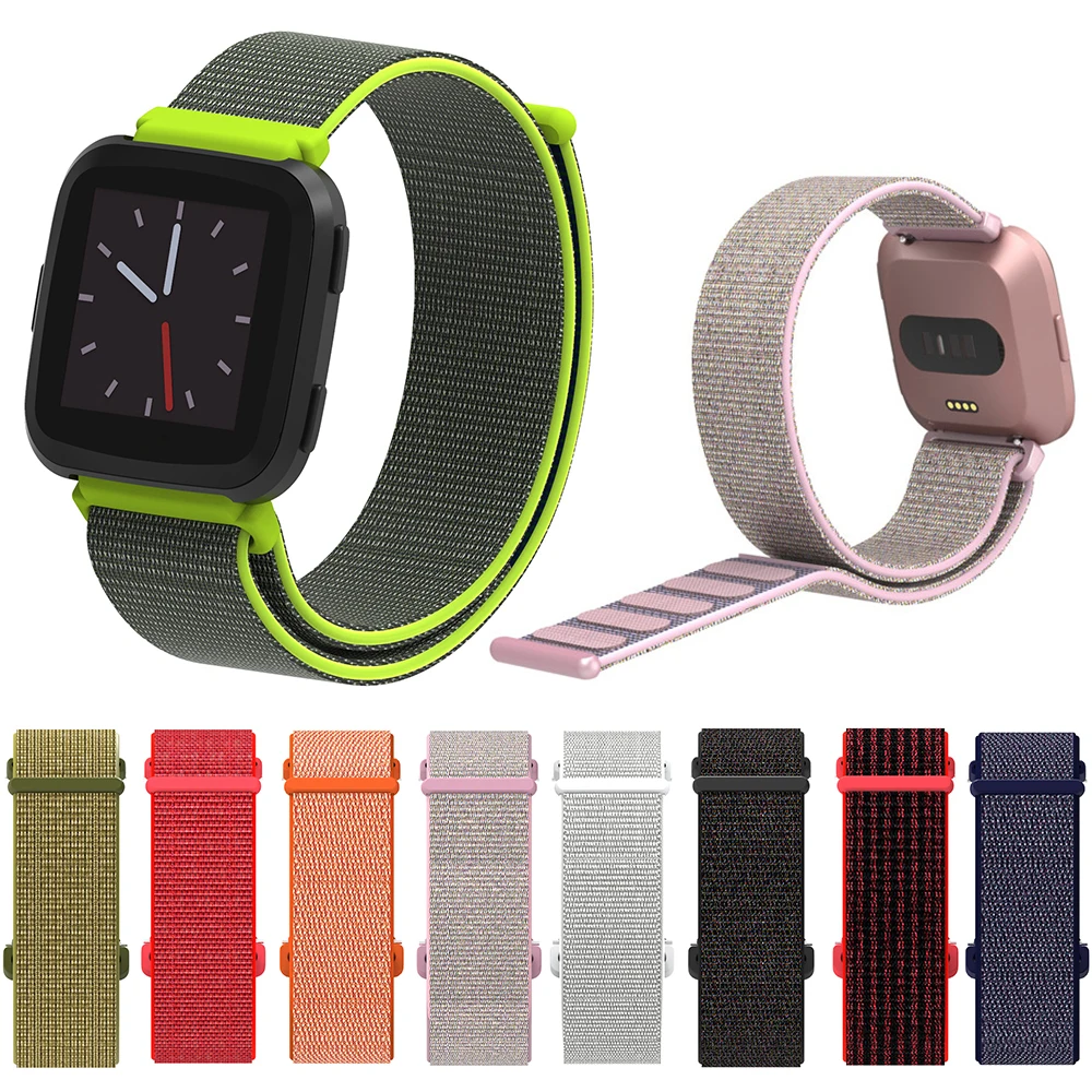 Модный Эластичный сменный тканый нейлоновый ремешок для Fitbit Versa или Lite, дышащий регулируемый ремешок для часов с застежкой