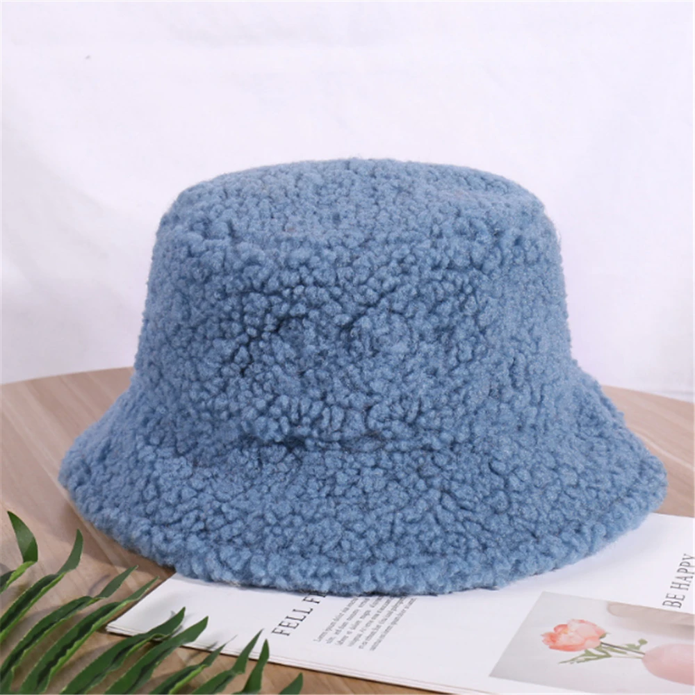Blue Шапка женская зима осень и зима овечья шерсть плюшевая женская шапка рыбака Ретро теплая шапка для бассейна Женская - Цвет: Blue