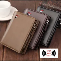 Portafoglio in pelle da uomo portafogli corti con cerniera portamonete tasca in PU Vintage portamonete da uomo porta carte portafoglio piccolo borsa da uomo