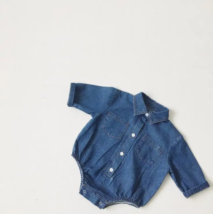 New Style Babys Girls Denim Romper Autumn Babys Jumpsuit 0-3t PX601