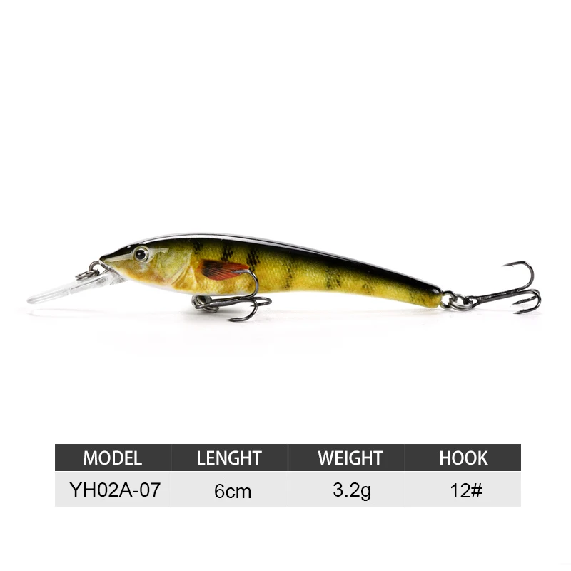 YH02A-07 Рыболовные приманки Minnow, искусственные жесткие приманки leurre peche en mer, Воблер для троллинга, воблер, медленное погружение, рыболовные снасти Minnow, зимняя приманка - Цвет: YH02A-07