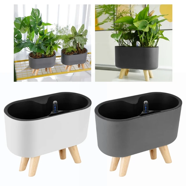 Kreatív Automatikus Önmagában Lévő Műanyag Növényi Edény Vízszint Jelzőpadlótáblával Asztallap Virágcserepő-Ültetvényes Csúszásgátló Wo