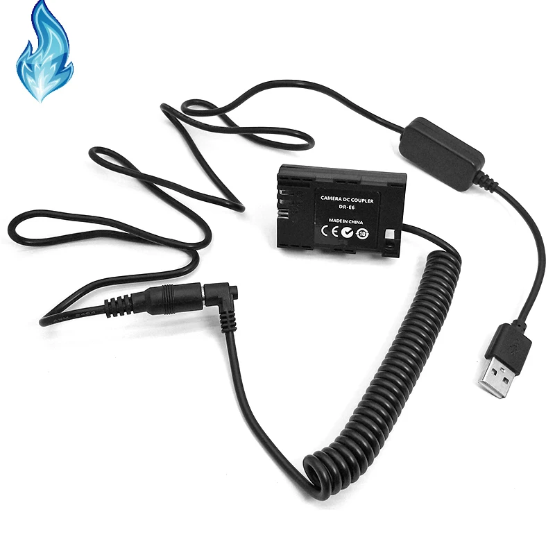 10 компл./лот USB муфта LP-E6 DR-E6 DRE6 под углом DC для камер Canon EOS 5D2 5D3 5D4 6D 6D2 7D 7D2 70D 80D 60D 60Da 5DS 5DSR