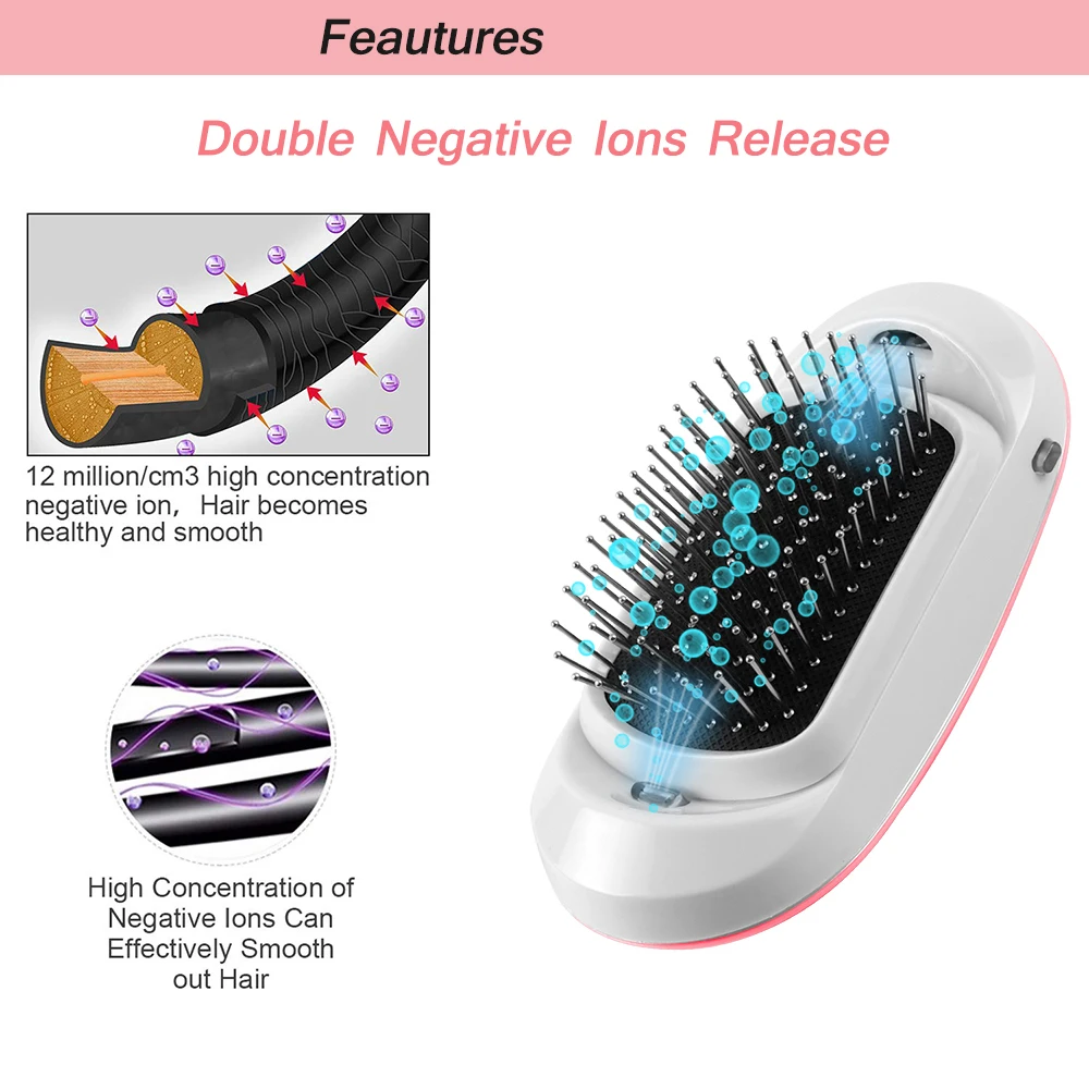Ионной Электрический расческа, Портативный Электрический Ионный расческа отрицательные ионы волос расческа для волос моделирование