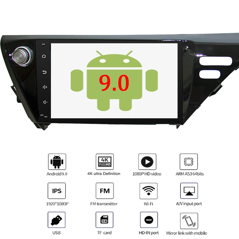 YAZH Android 9,0 Pie Автомобильный gps Navi мультимедиа для Toyota Camry(Израиль/Средний Восток) с 10,1 ''ips Bluetooth 5,0
