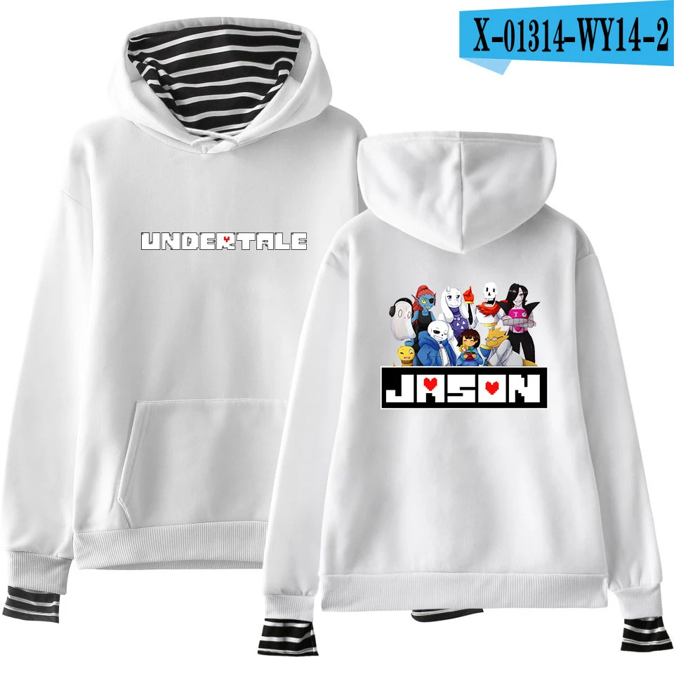 white Поддельные из двух частей Толстовка Undertale Sans толстовки для мужчин и женщин модная Толстовка Harajuku полосатый свитер личность осень теплые толстовки - Цвет: white