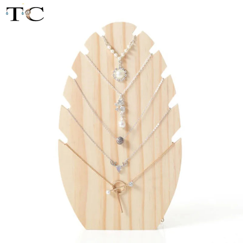 Quality Solid Wood Necklace Display Stand Original Wooden Leaf Type Plate Necklace Storage Stand Household Jewelry Rack