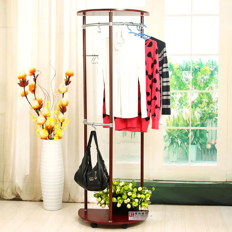 

Multi-functional indoor clothes airing mobile hanger can rotate simple modern bedroom living room floor clothes and hat rack