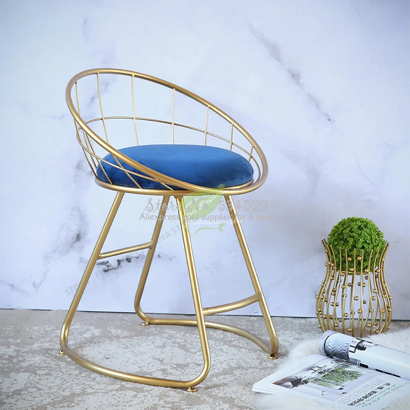 Modern Bar Stool Iron Chair Seat Beauty Salon Furniture Make Up Simplicity Ins Soft Case Armchair | Мебель