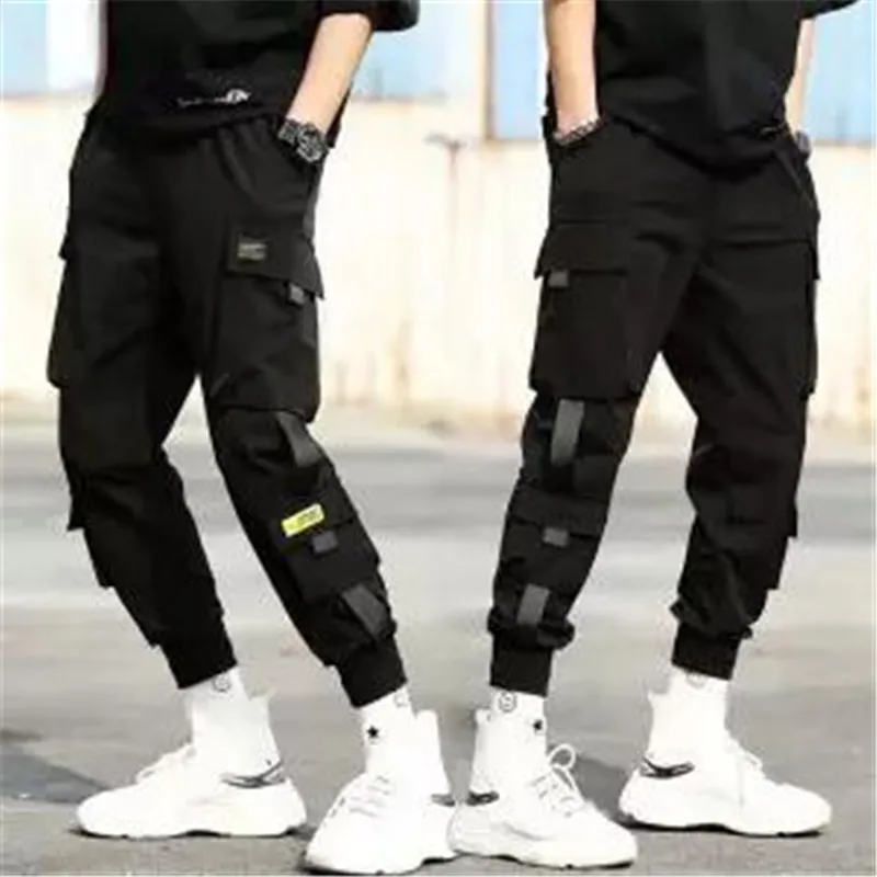 3XL Men Multi-pocket Elastic Waist Design Harem Pant Street Punk Hip Hop Black Casual Trousers Joggers Male Kahaki Cargo Pants - Цвет: 20