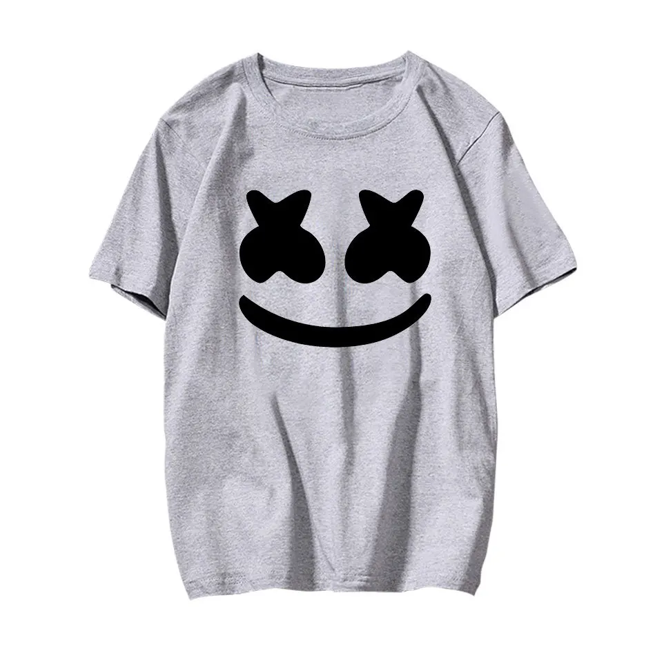 Стиль Летняя мода djmarshmello хлопок конфеты барабан DJ смайлик с коротким рукавом футболка для мужчин и женщин