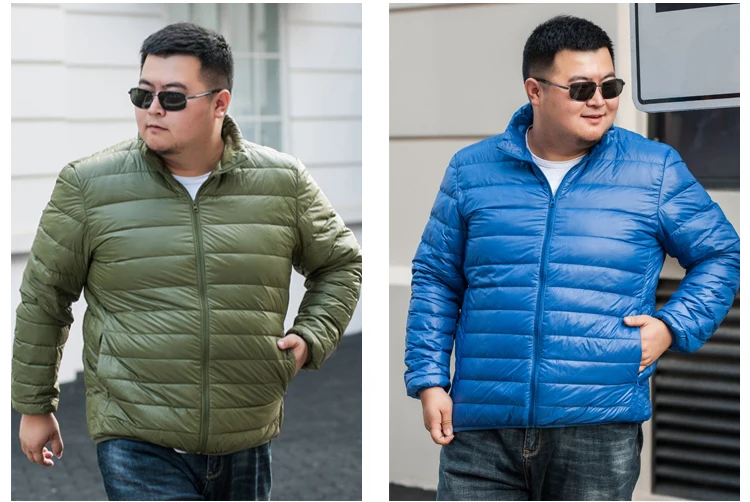 Мужские куртки размера плюс, зимние Пуховые парки, негабаритный свет, тонкая спортивная верхняя одежда 7XL 8XL 9XL, теплые куртки, пальто, свободные модные 58 синие