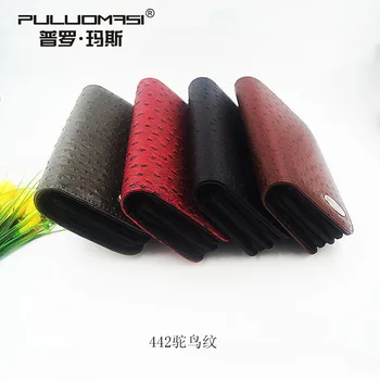 

Ostrich pattern four double pull hairdressing kit scissors bag zipper bag clutch bag comb package