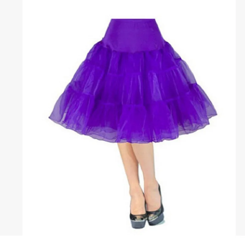 Короткие Jupon Fille винтажные женские юбки 50s кринолиновые юбки-пачки кринолиновые нижние юбки enagua vestido corto CQ042 - Цвет: Фиолетовый