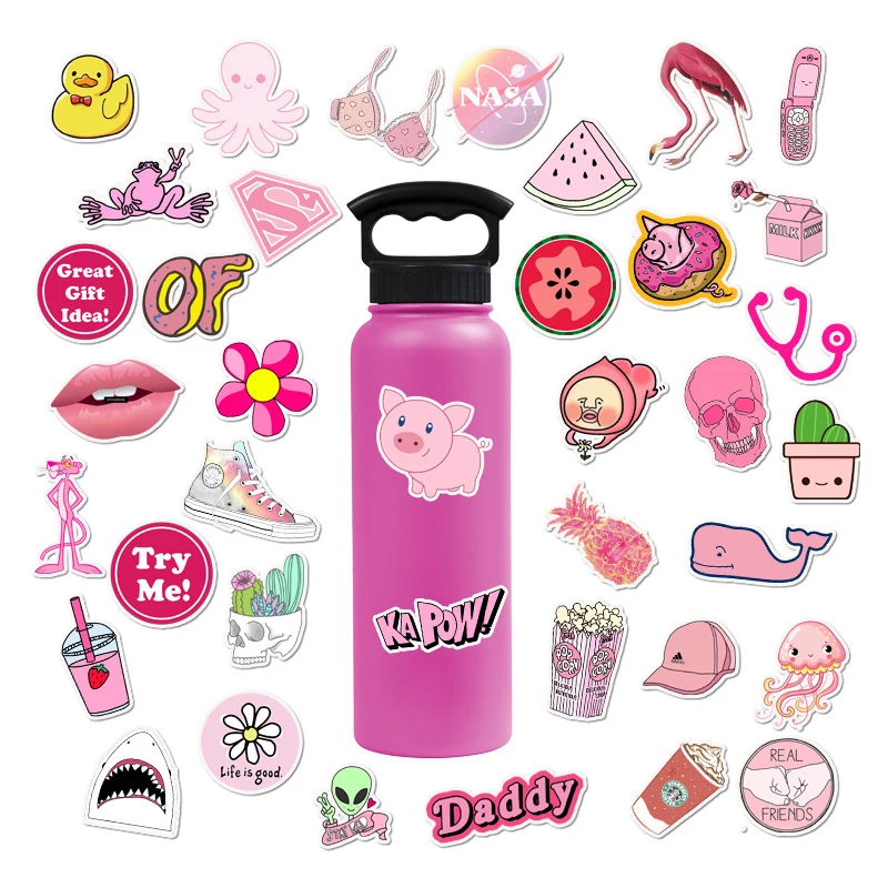 50 девочек Kawaii розовый Vsco девушка Забавные милые водостойкие наклейки из ПВХ игрушка чемодан наклейки чемодан и автомобиль модные портативные наклейки