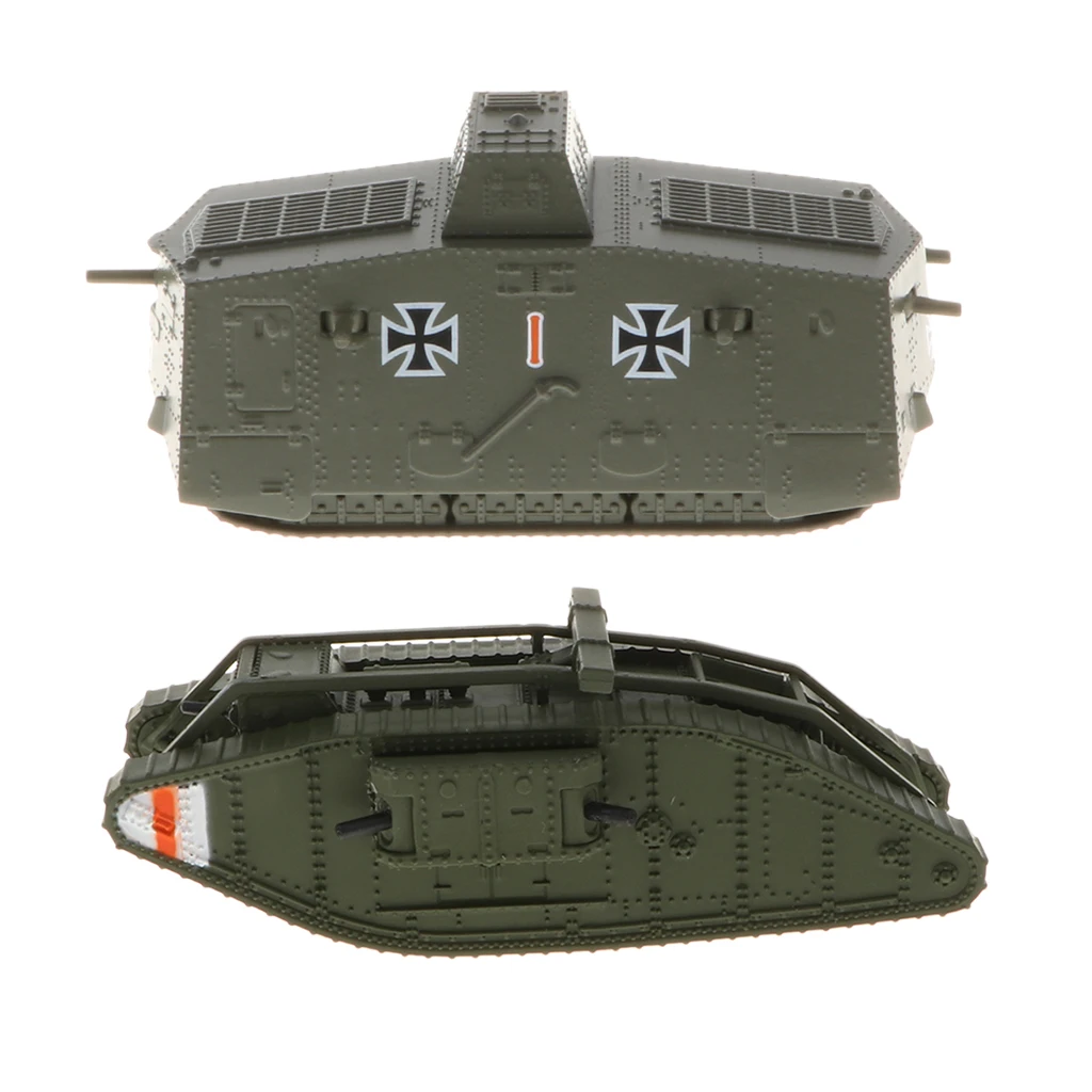 2pcs 1/100 WWI German A7V Panzer Tank & Britain MK.IV Female Tank Model Toy