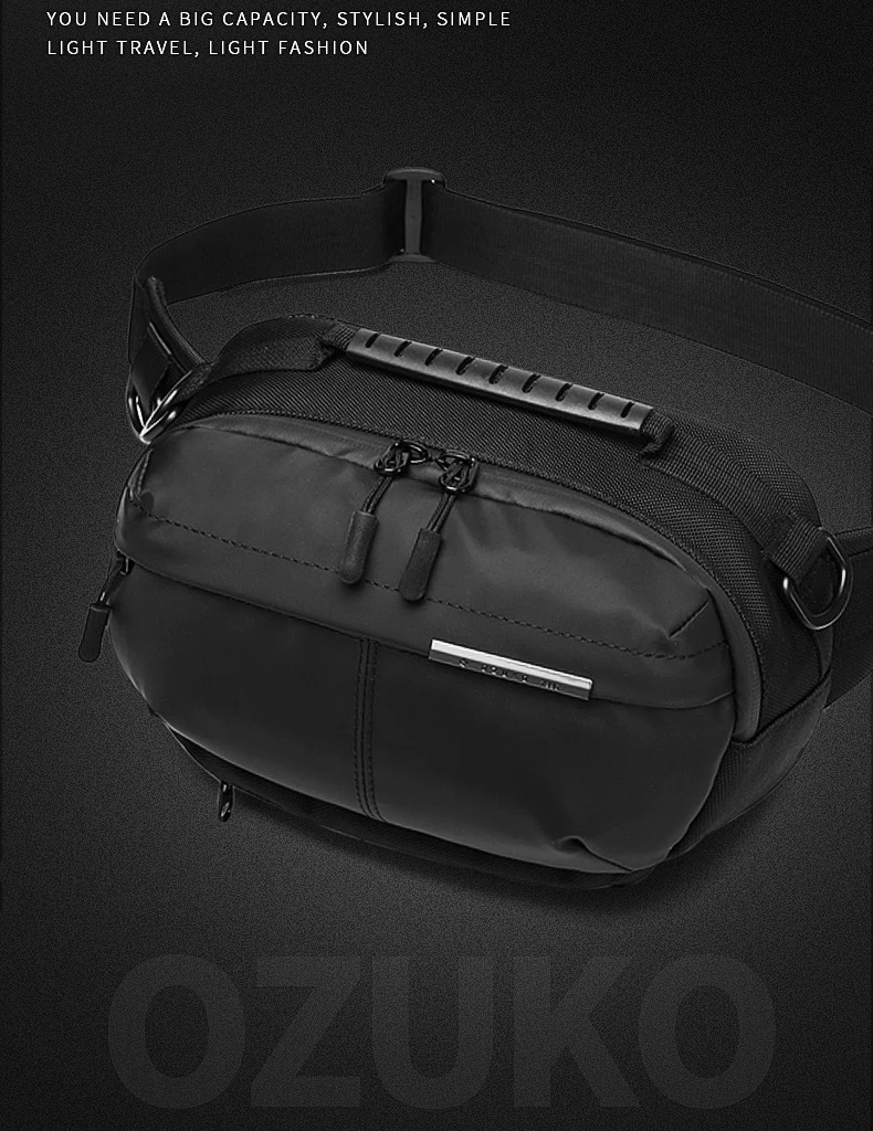 OZUKO, черная поясная сумка, повседневная мужская нагрудная сумка на плечо, водонепроницаемая Мужская нагрудная сумка, новейшая Мужская поясная сумка, чехол для телефона держатель для карт