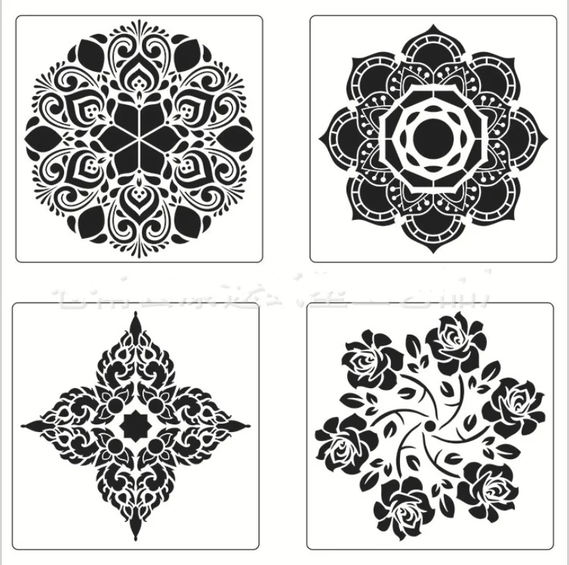 

4Pcs 30 * 30 cm large round flower mandala diy stencil painting scrapbook coloring engraving album decoration template stencil