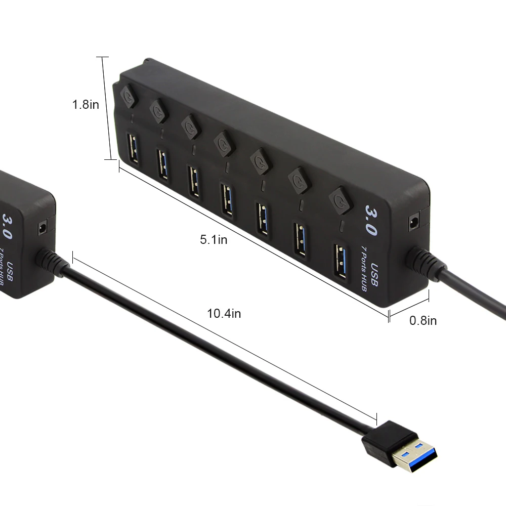 CHYI usb-хаб 3,0 4/7 портов Высокоскоростной USB 3,0 Hab разветвитель вкл/выкл с EU/US/AU/UK адаптер питания для ноутбука MacBook