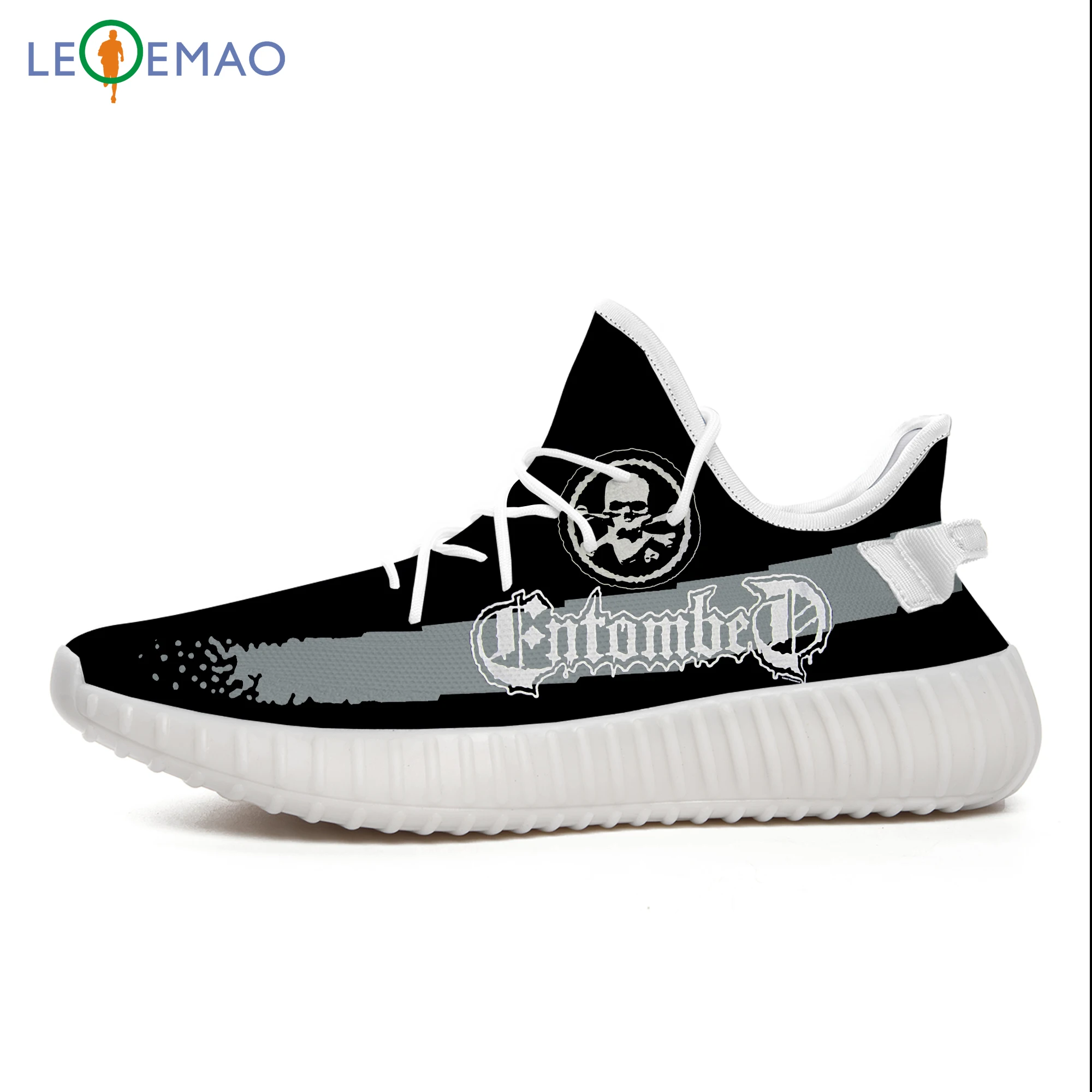 LEQEMAO/прогулочная обувь Entombed с тяжелым металлическим ремешком на заказ Yeezys Boost 350 V2 сетчатые воздухопроницаемые кроссовки Flyknit