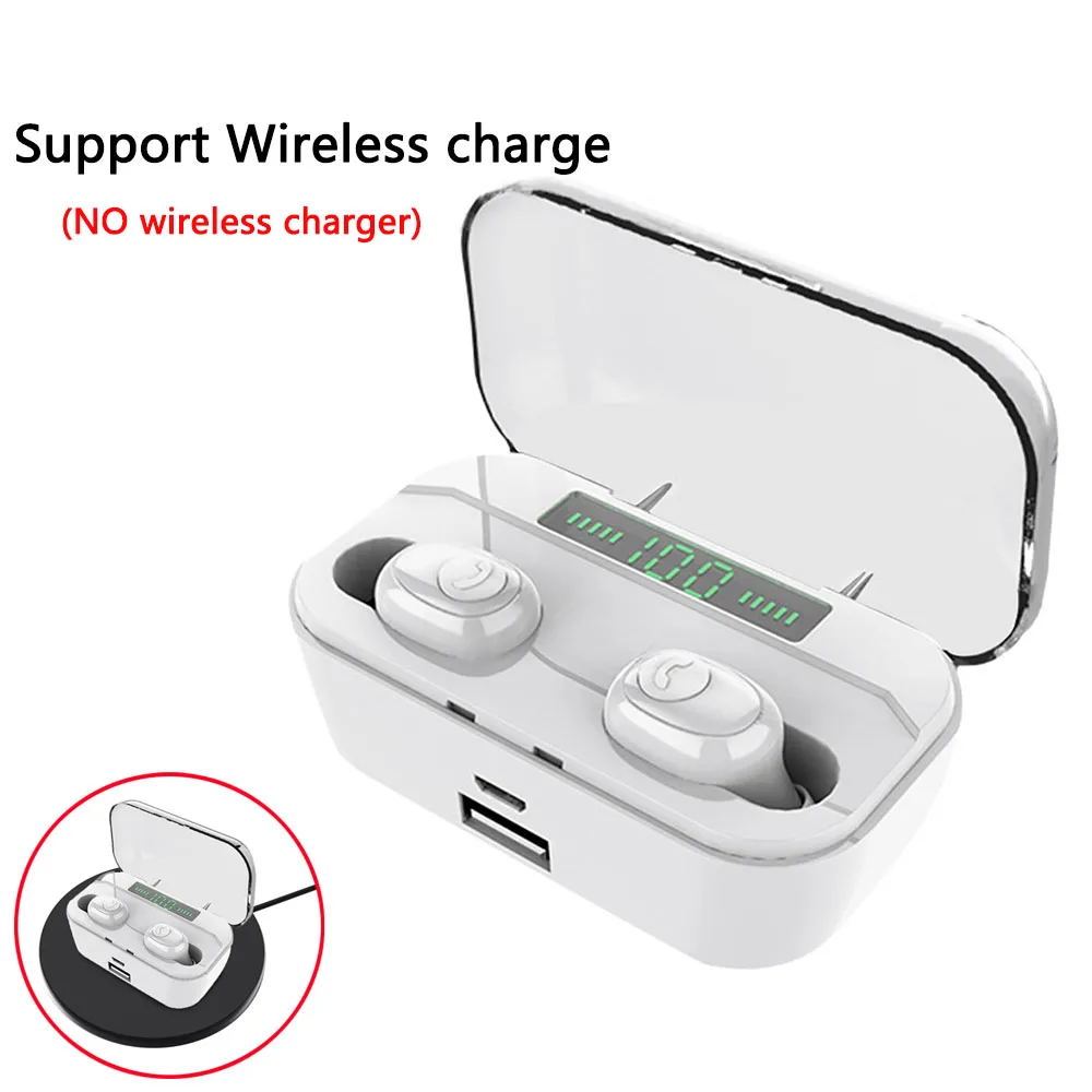 Wireless Charg-white Rovtop 3500 мАч TWS беспроводной Bluetooth 5,0 наушники светодиодный дисплей CVC8.0 DSP шумоподавление Водонепроницаемый Спорт гарнитура наушники - Цвет: Wireless Charg-white