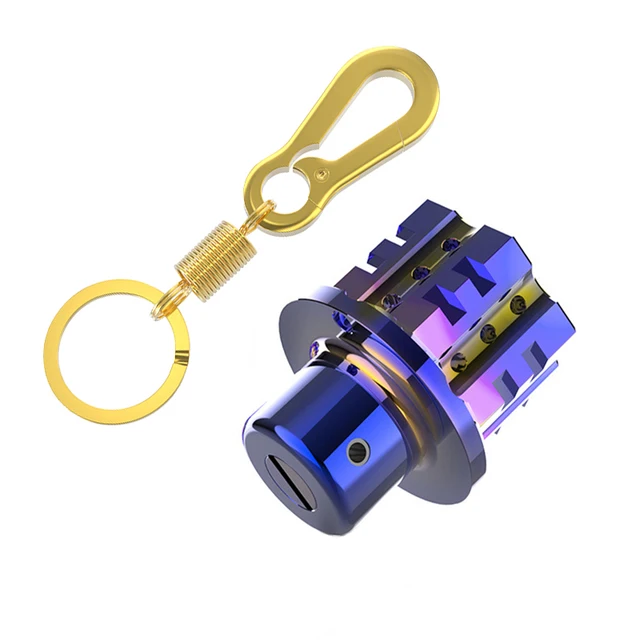 Universal Motorcycle Keychain Modified Key Cover CNC Key Bit Pentagonal Hexagon Key Head Cover Decorative Key Ring Car Accessory Titanium set 4
