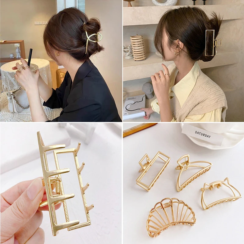 

New Simple Geometric Hollow Metal Big Hair Claw Clip For Women Fashion Jewelry Crab Clamp Hairpin Girl Hairgrip Hair Accessories